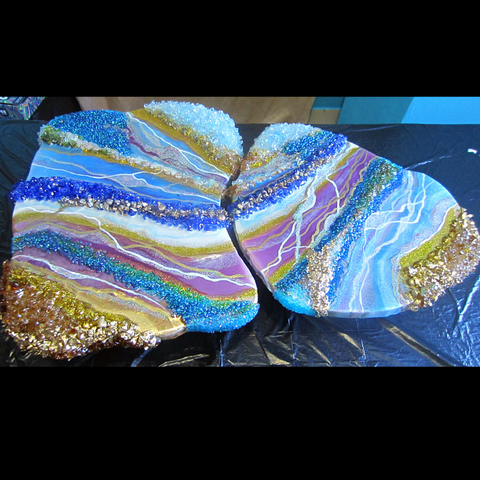 3D Seashells Mermaid Beach Tray Display Art
