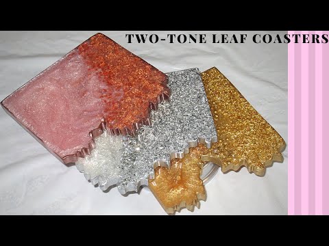 Two Tone Square Geode Coasters Mix Leaf Set
