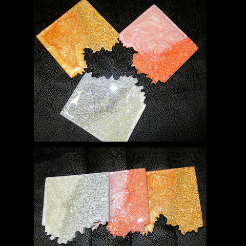 Two Tone Square Geode Coasters Silver Leaf Set