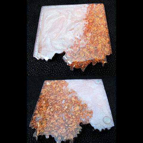 Two Tone Square Geode Coasters Gold Leaf Set