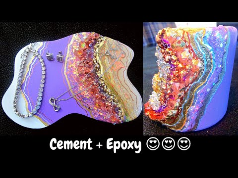 Cement and Epoxy Geode Trinket Tray