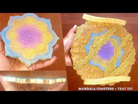 Pastel Colors Mandela Coasters and matching serving Tray
