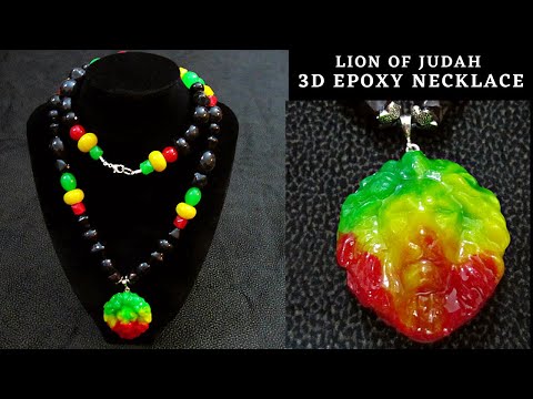 3D Epoxy Resin Lion Of Judah beaded Necklace
